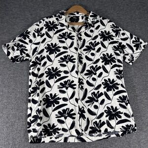 Porter and Ash Shirt Mens Medium Linen Rayon Blend Hawaiian Camp Button Up M